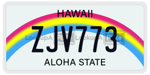 ZJV773 license plate in Hawaii