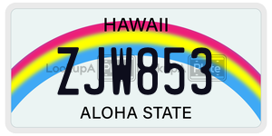 ZJW853 license plate in Hawaii