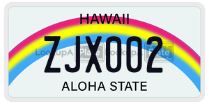 ZJX002  license plate in HI