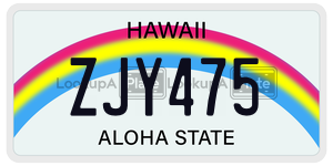 ZJY475 license plate in Hawaii