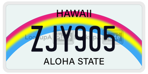 ZJY905  license plate in HI