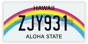 ZJY931  license plate in HI