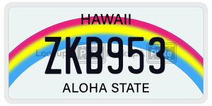 ZKB953  license plate in HI