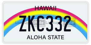 ZKC332  license plate in HI