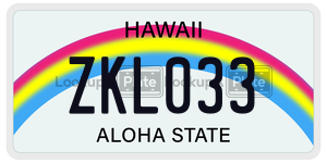 ZKL033  license plate in HI