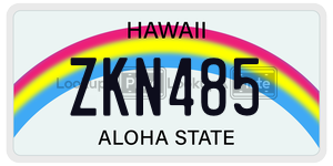 ZKN485 license plate in Hawaii
