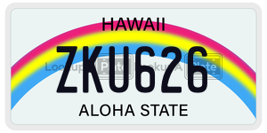 ZKU626  license plate in HI