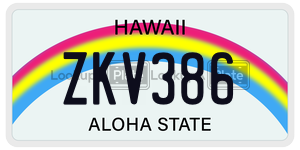 ZKV386  license plate in HI