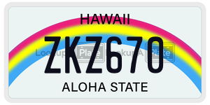 ZKZ670  license plate in HI