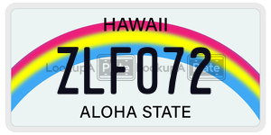 ZLF072  license plate in HI