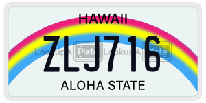 ZLJ716  license plate in HI