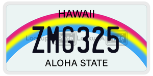 ZMG325 license plate in Hawaii