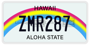 ZMR287  license plate in HI
