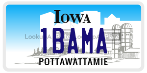 1BAMA license plate in Iowa