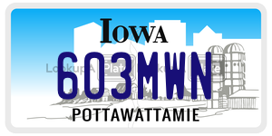 603MWN  license plate in IA