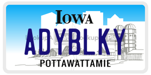 ADYBLKY license plate in Iowa