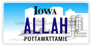 ALLAH  license plate in IA