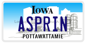 ASPRIN  license plate in IA