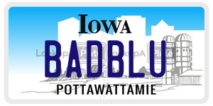 BADBLU  license plate in IA
