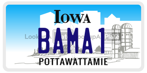 BAMA1 license plate in Iowa