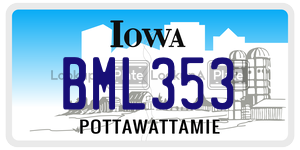 BML353  license plate in IA