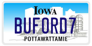 BUFORD7 license plate in Iowa