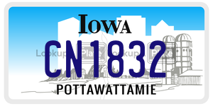 CN1832 license plate in Iowa