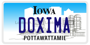 DOXIMA  license plate in IA