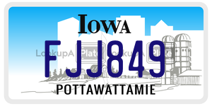 FJJ849  license plate in IA