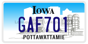 GAF701 license plate in Iowa