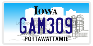 GAM309  license plate in IA