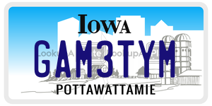 GAM3TYM  license plate in IA