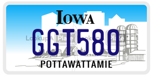 GGT580  license plate in IA