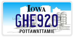 GHE920  license plate in IA