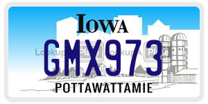 GMX973  license plate in IA