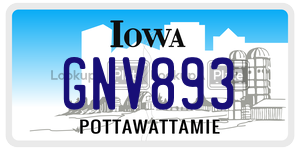GNV893  license plate in IA