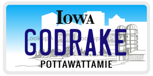 GODRAKE license plate in Iowa