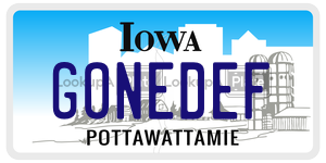 GONEDEF  license plate in IA