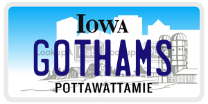 GOTHAMS  license plate in IA
