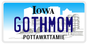 GOTHMOM  license plate in IA