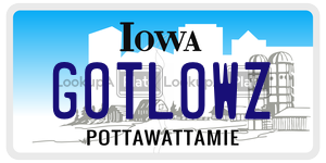 GOTLOWZ  license plate in IA