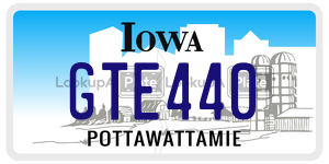 GTE440 license plate in Iowa