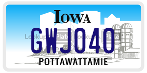 GWJ040 license plate in Iowa