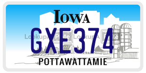 GXE374  license plate in IA