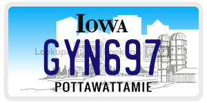 GYN697 license plate in Iowa