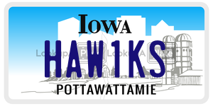 HAW1KS  license plate in IA