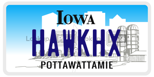 HAWKHX license plate in Iowa