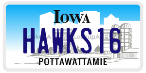 HAWKS16 license plate in Iowa
