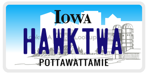 HAWKTWA  license plate in IA