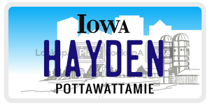 HAYDEN  license plate in IA